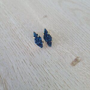 Kendra Scott Brook Gold Stud Earrings in Blue Drusy